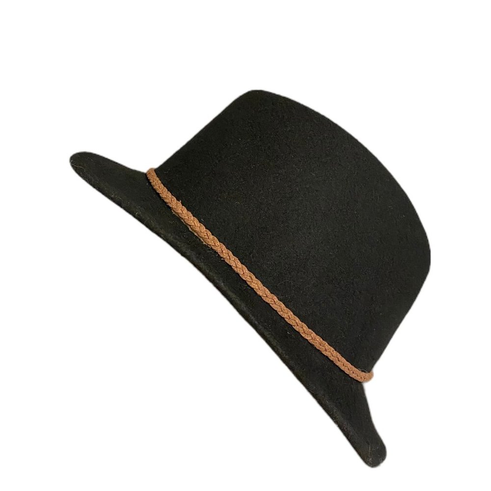 NEW Hat Attack Wool Felt Leather Braided Tie Medium Brim Black Fedora Hat OS - Picture 4 of 9